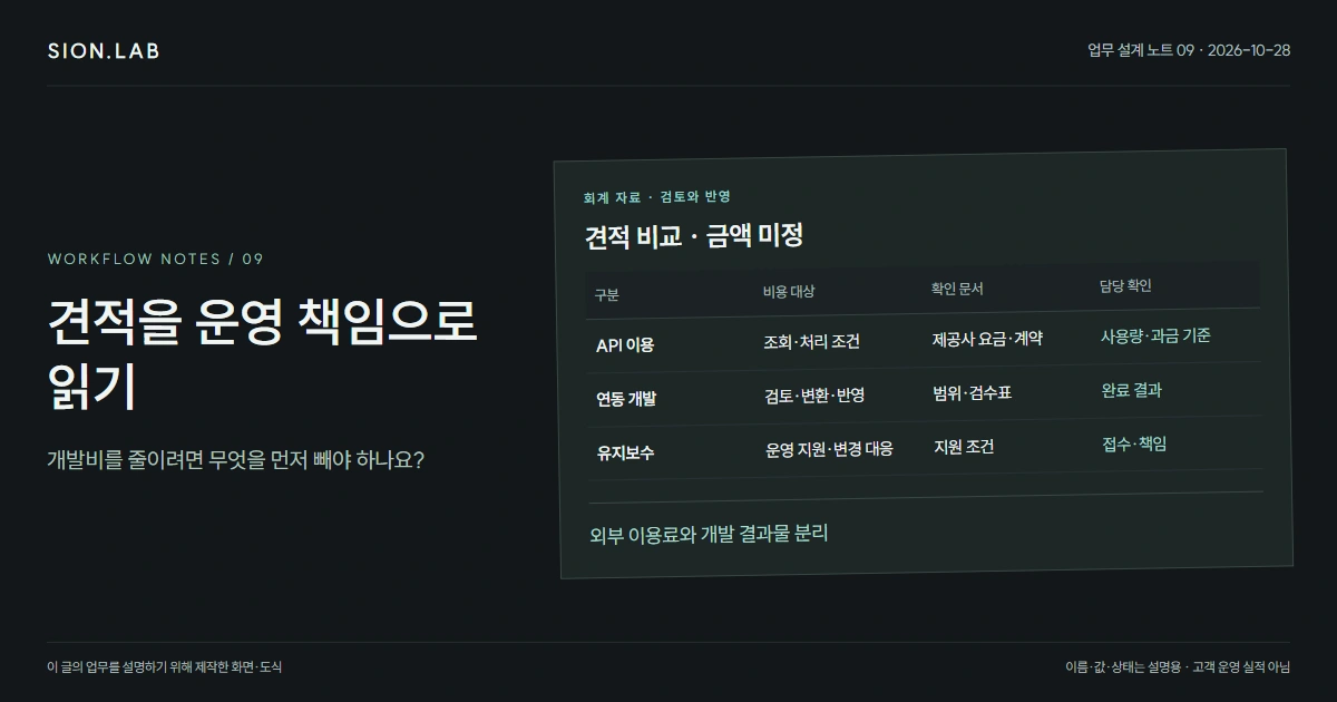 API 이용료·연동 개발비·유지보수비는 각각 무엇에 드는 비용인가요?