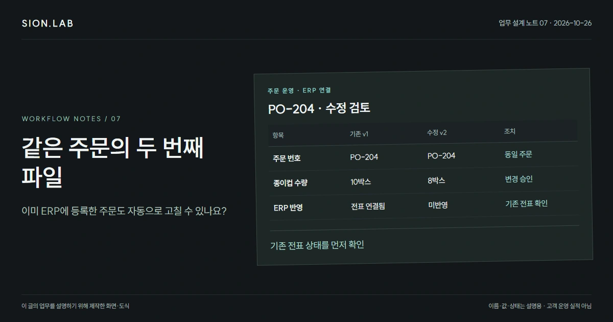 수정·취소된 발주서, ERP에 중복 등록되지 않게 처리하려면
